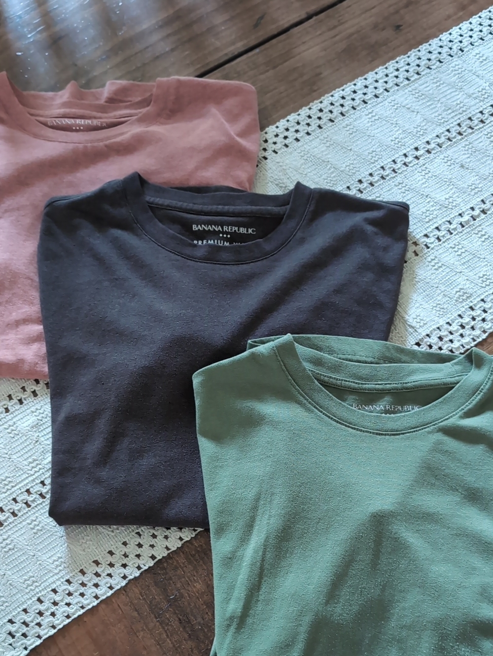 Banana Republic Crew Neck Tees - Brown, Green, Dusty Rose
